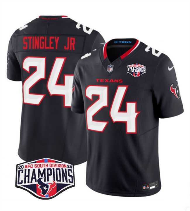 Men%27s Houston Texans #24 Derek Stingley Jr. Navy F.U.S.E. 2024 AFC South Division Champions Vapor Limited Stitched Jersey